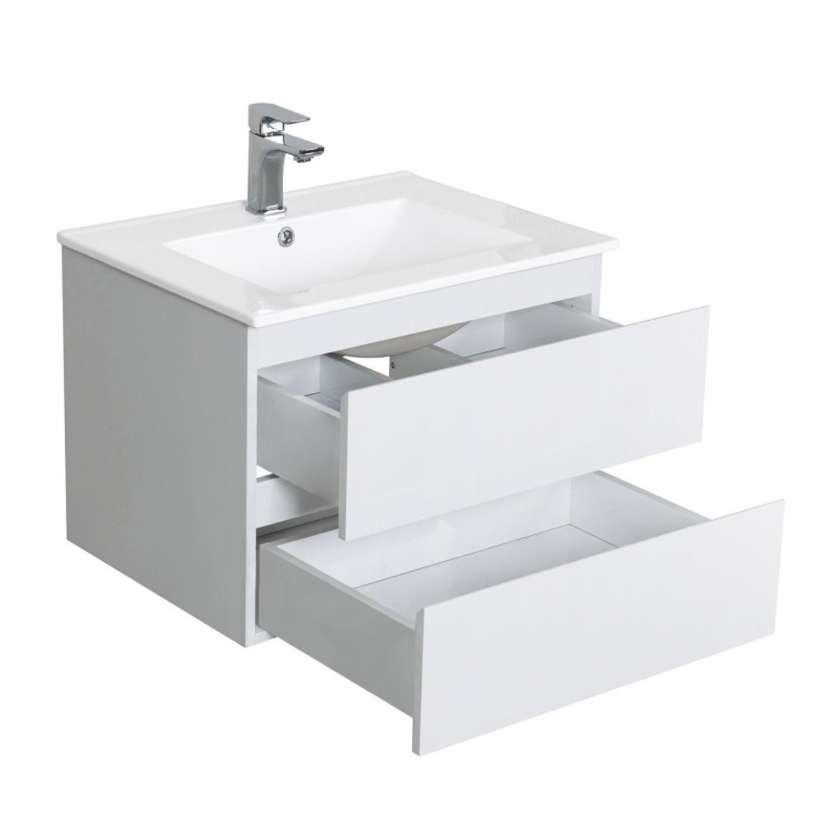 Meuble simple+robinet+miroir+colonne SORRENTO blanc brillant, MOB IN