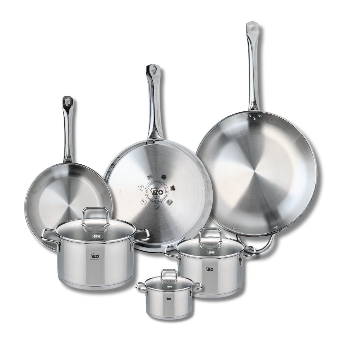 3 poêles 24/28/32cm + 3 faitouts 12/16/20cm PROFI CITRIN gris, ELO