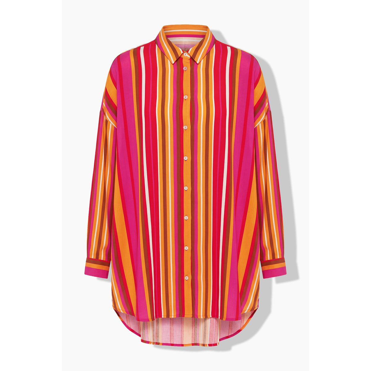 Chemisier oversize, mousseline à rayures rose vif fuchsia, STUDIO UNTOLD