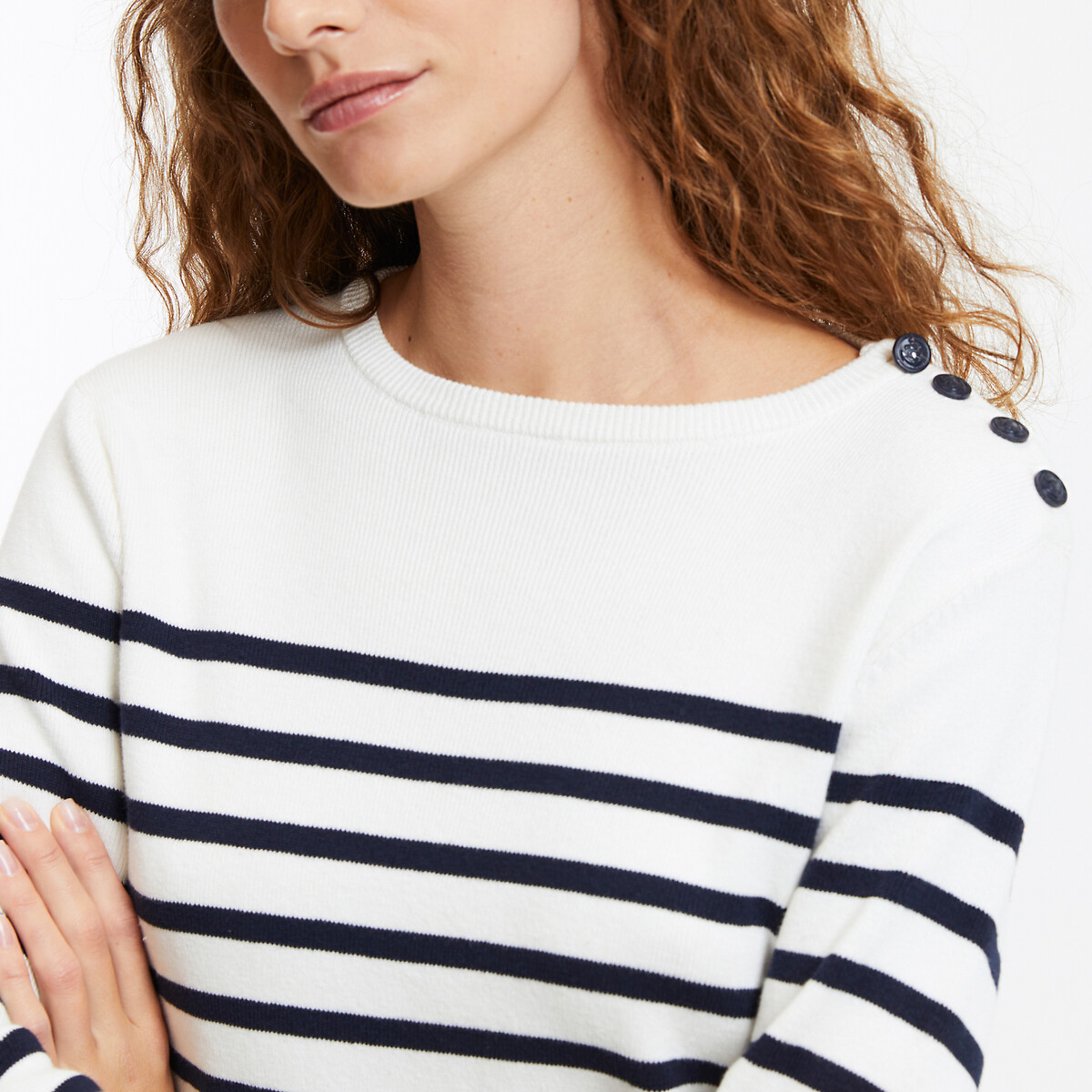 Breton Striped Jumper ivory / navy stripe, LA REDOUTE COLLECTIONS