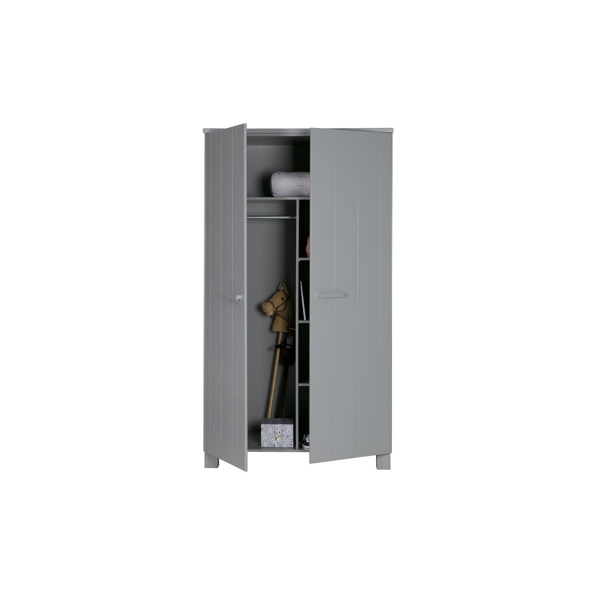 Armoire 2 portes en pin DENNIS béton gris, WOOOD
