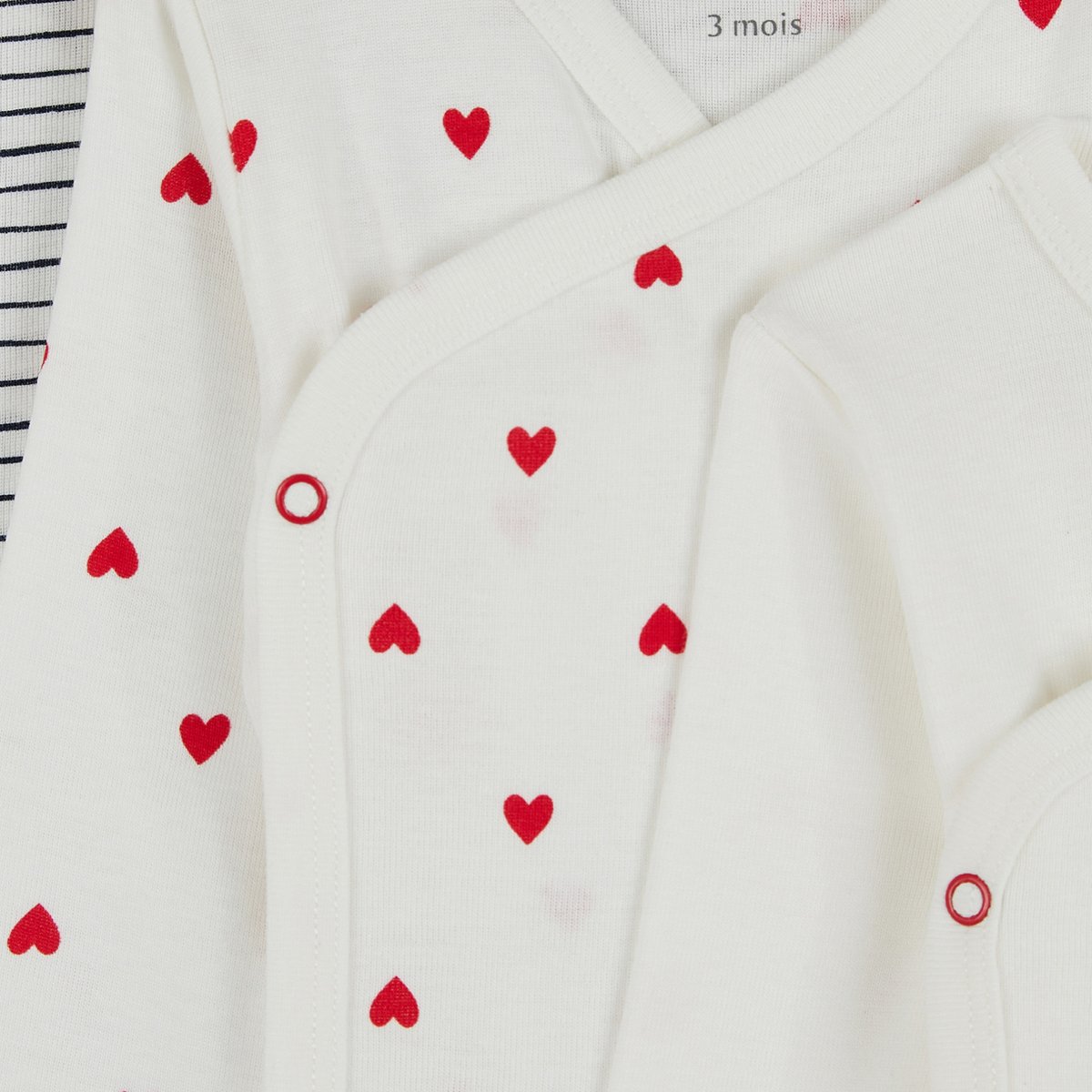 Lot de 3 bodies manches longues imprimé en coton BIO ecru, BOUT'CHOU