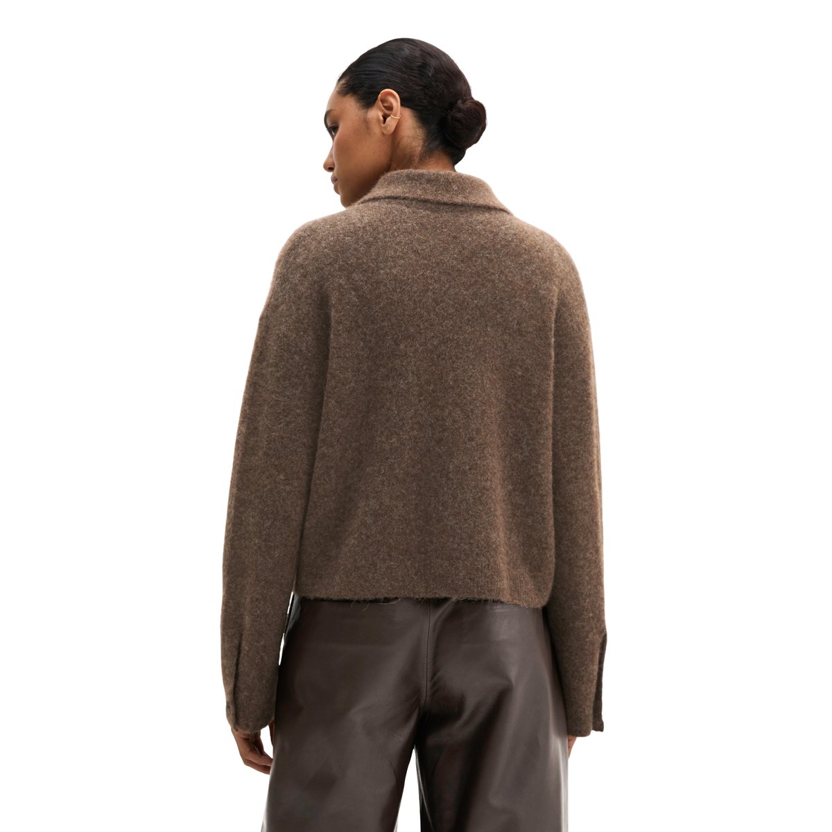 Cardigan coupe classique en un mélange doux de poils de yack et de laine d'alpaga marron, MARC O'POLO