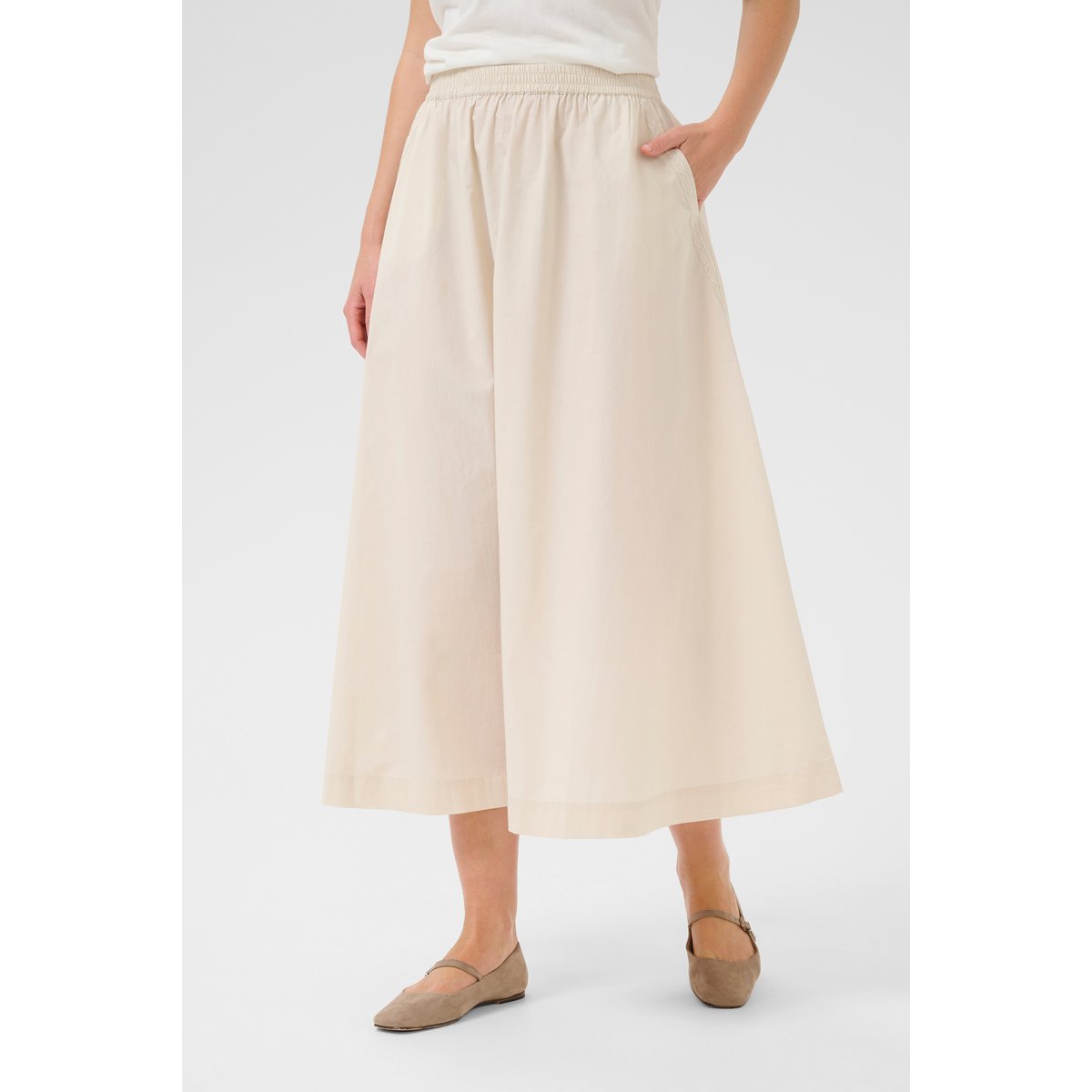 Skirt beige oatmeal, CREAM