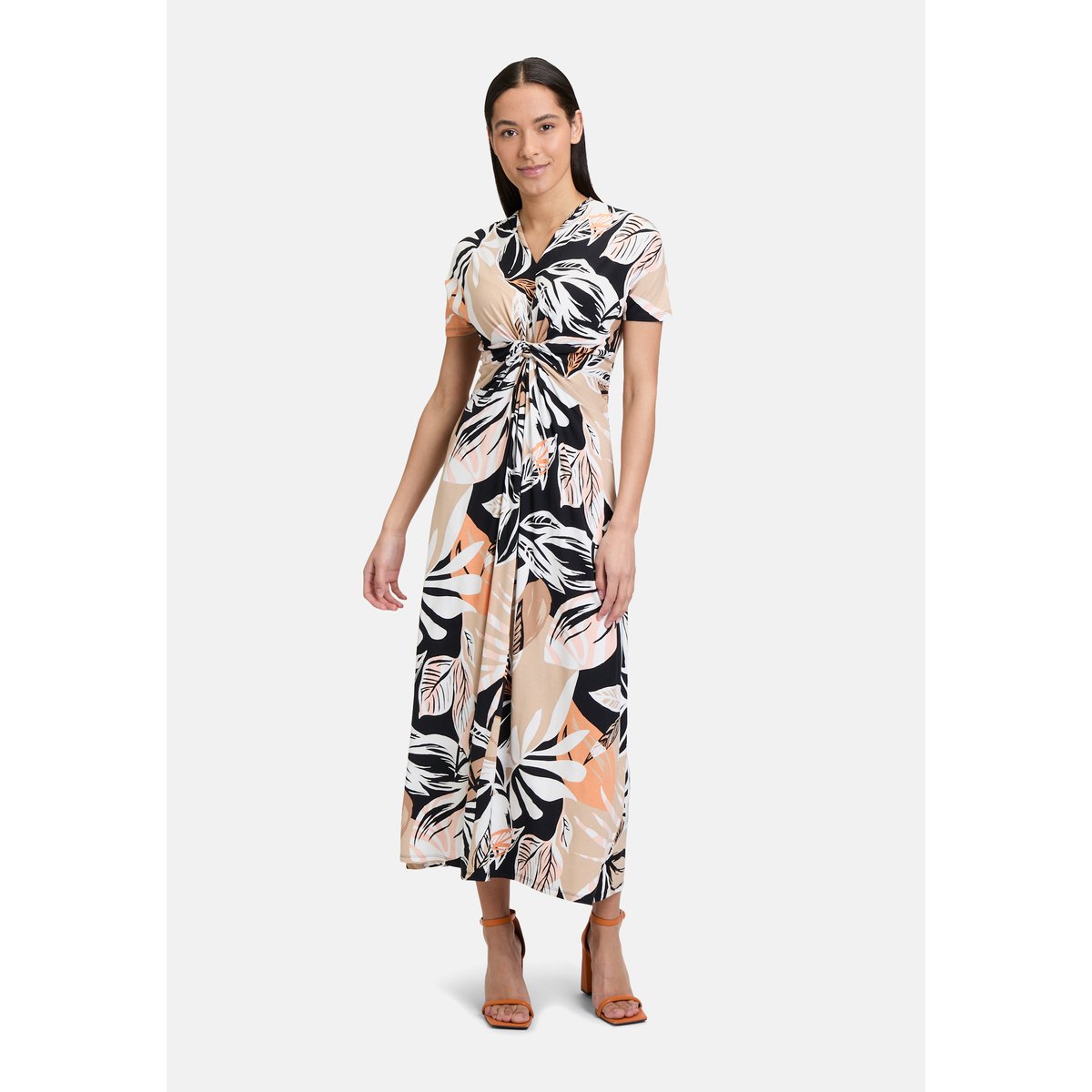 Robe longueur midi à fronce noir/marron, BETTY BARCLAY