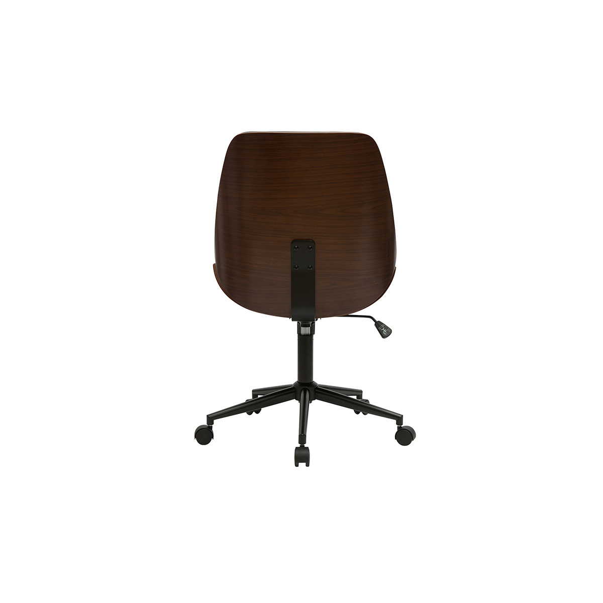 Chaise de bureau à roulettes noire et bois foncé DOUGLAS noir, MILIBOO