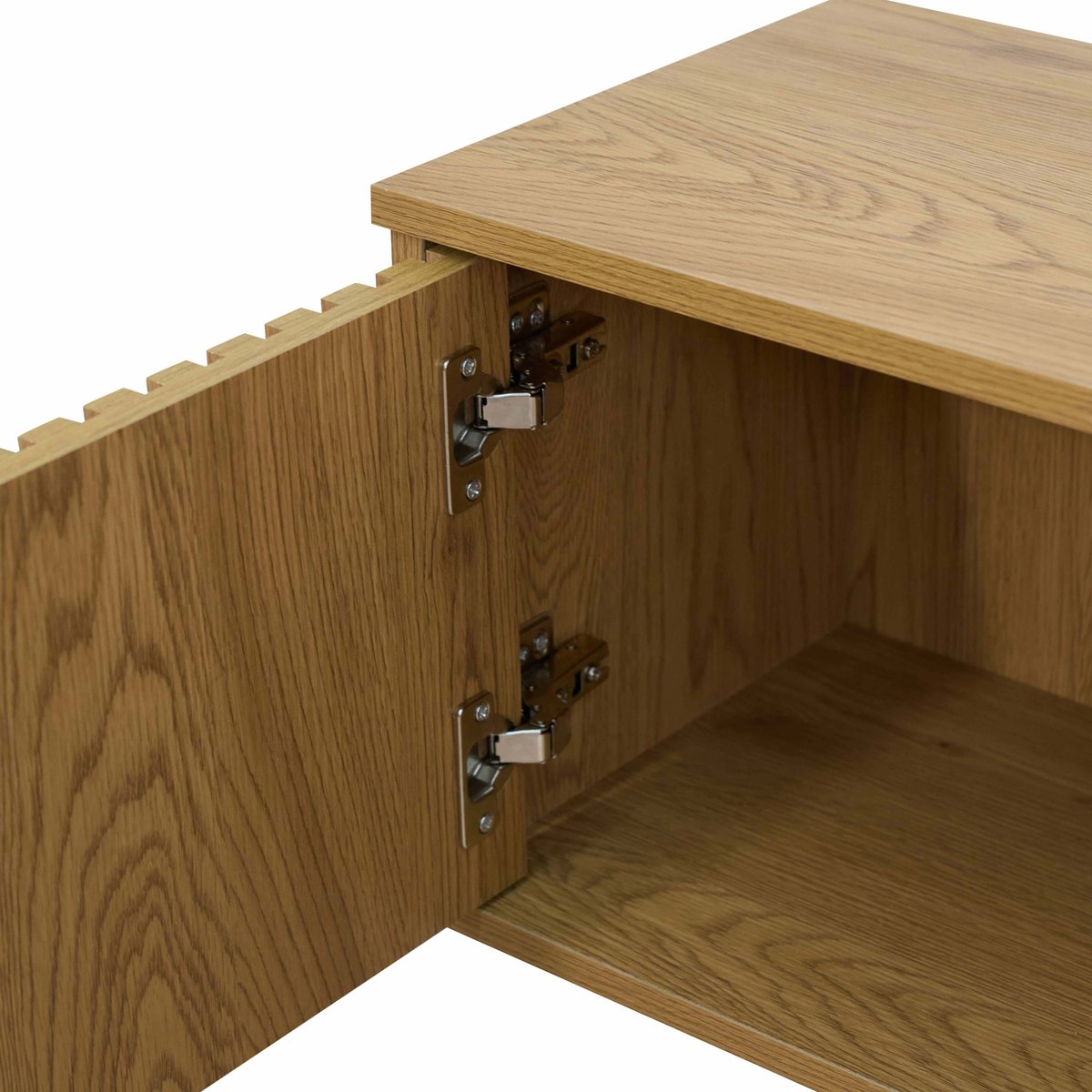Meuble TV suspendu effet bois clair 160 cm style scandinave, IVY bois clair, OVIALA
