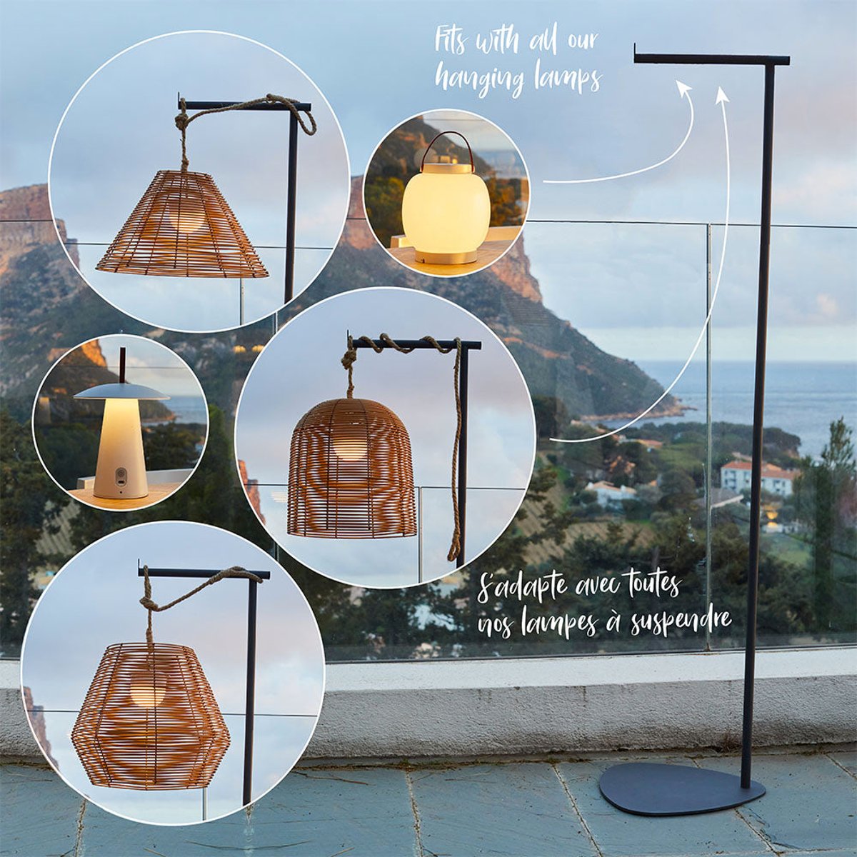 Pied support de lampe HOLD ME gris, LUMISKY