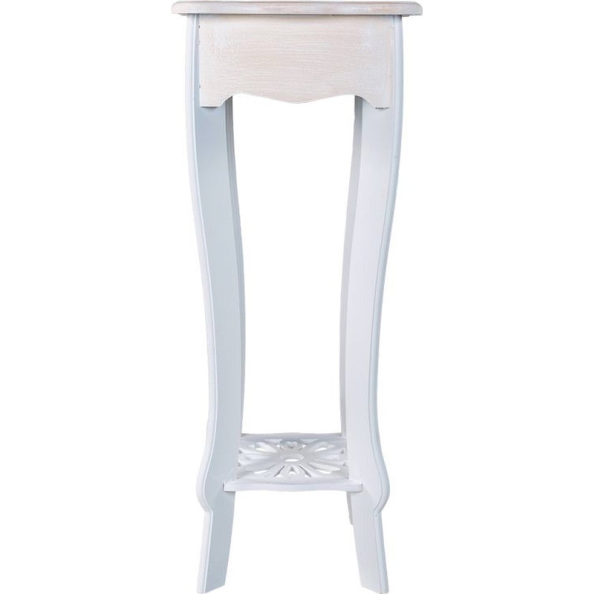Sellette carrée en bois pour pot de fleurs blanc vieilli et bois naturel clair, RECOLLECTION