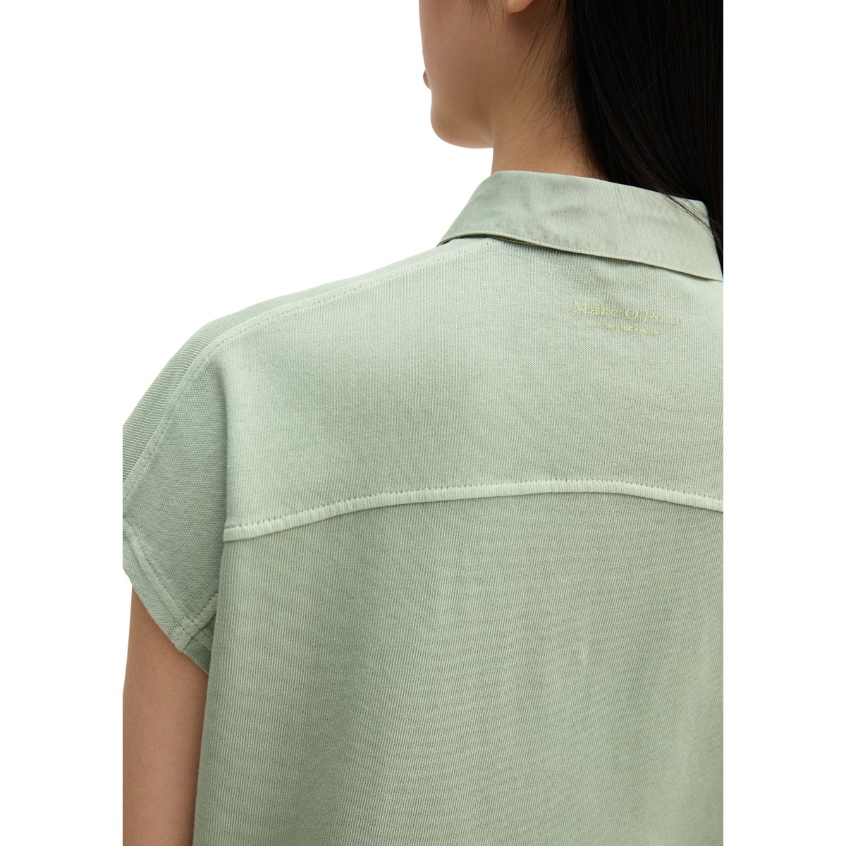 Polo loose en single jersey doux vert clair, MARC O'POLO