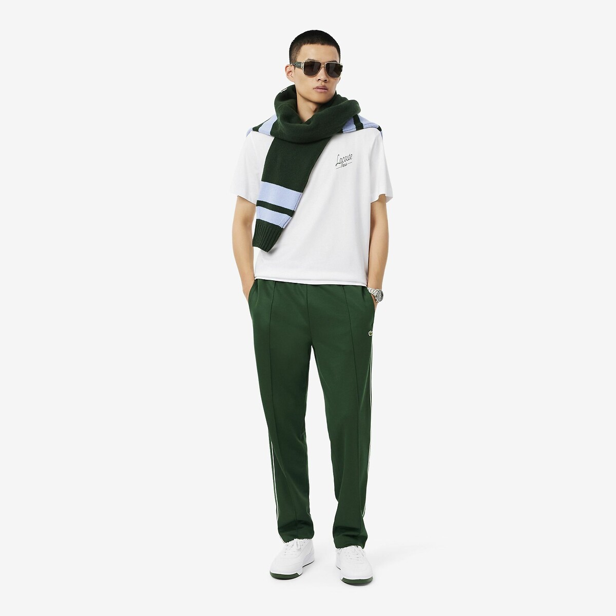 T-shirt met korte mouwen en logo op de rug wit, LACOSTE