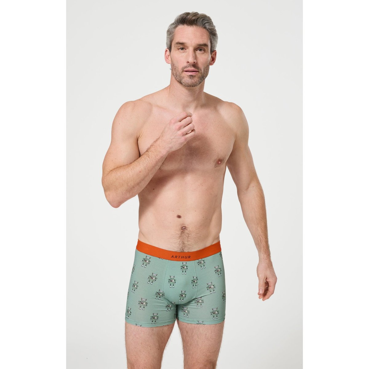 Boxer en coton imprimé Robot mousse, ARTHUR