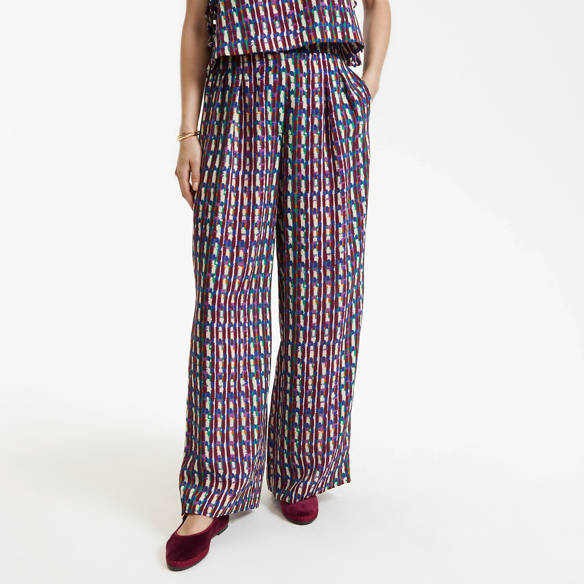 Pantalon large imprimé à taille élastiquée imprimé ethnique, LA REDOUTE COLLECTIONS