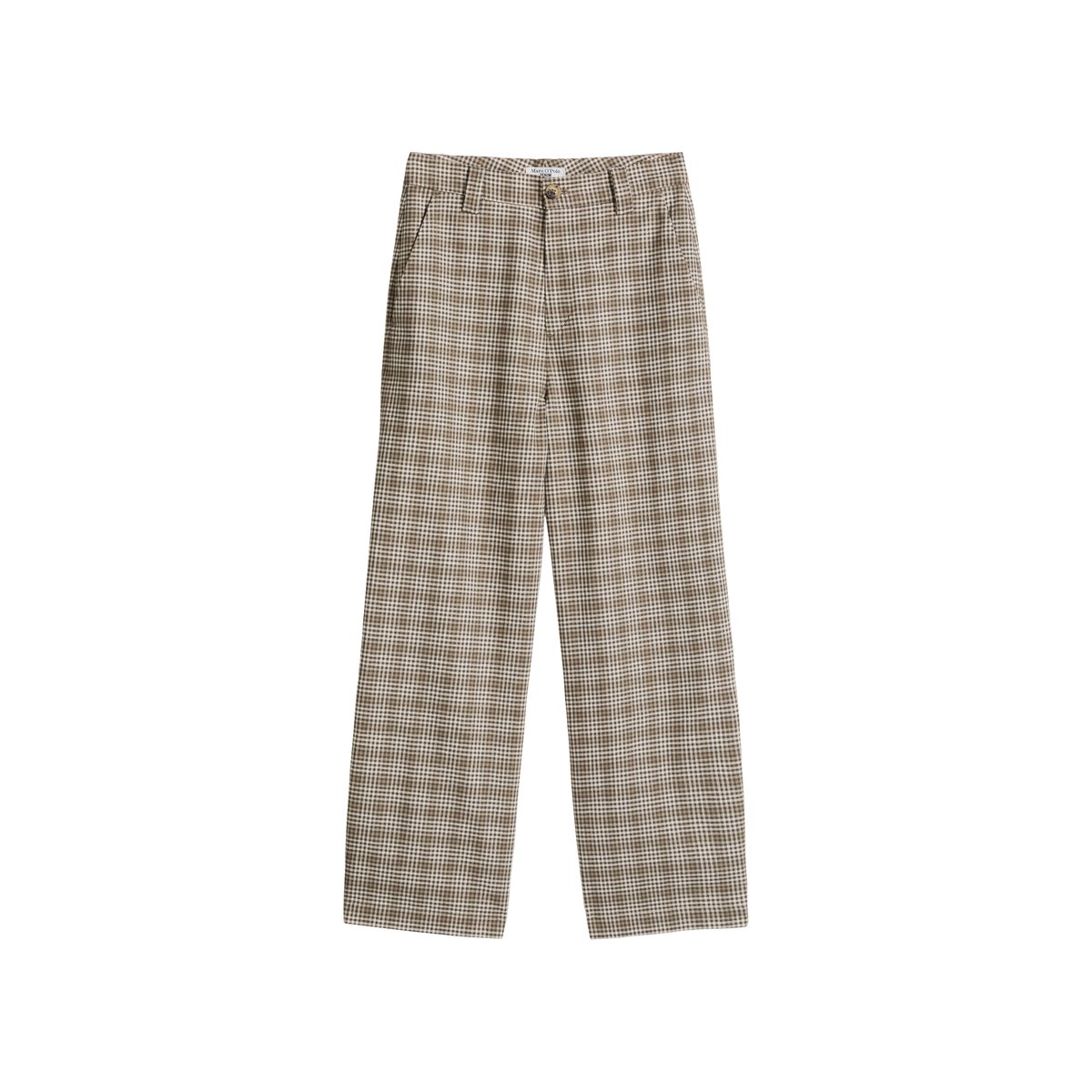 Pantalon à carreaux loose en mélange coton organique-lin dunkelbraun, MARC O’POLO DENIM