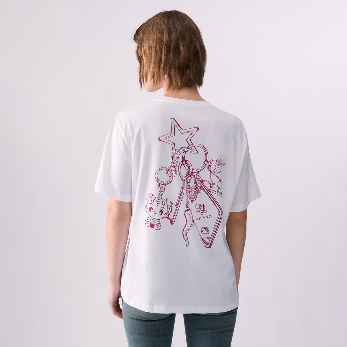 T-shirt avec imprimé au dos blanc, LIU JO