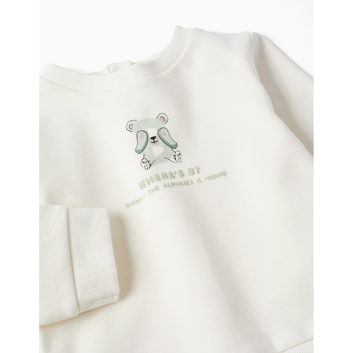 Ensemble de jogging en coton peigné avec imprimé en relief vert clair, ZIPPY