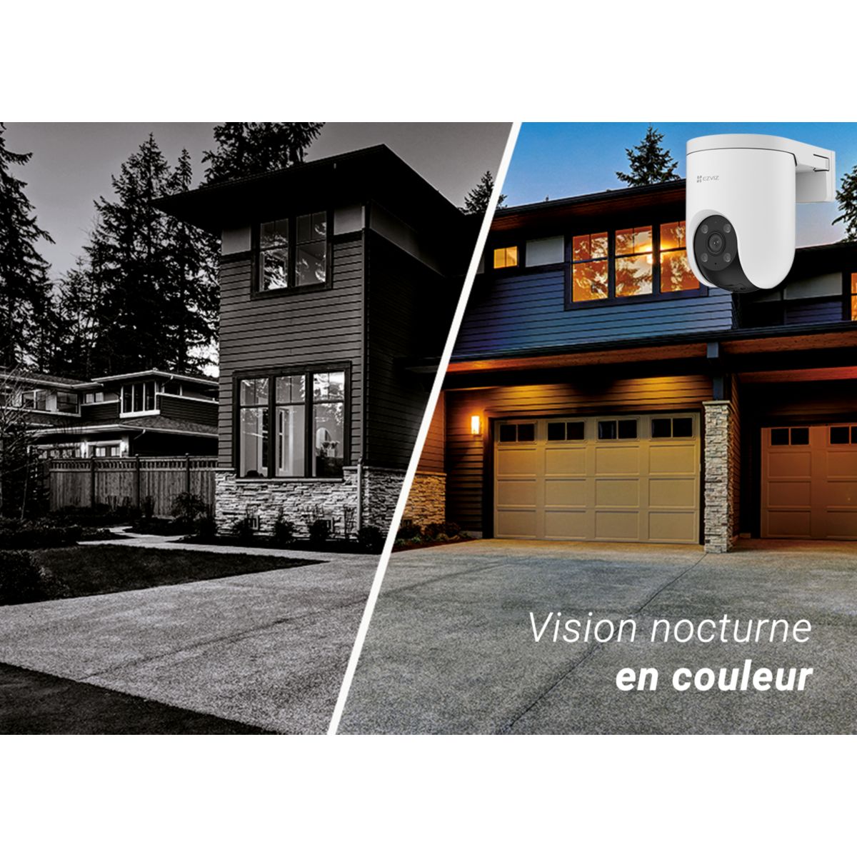 Caméra de surveillance Wifi exterieure motorisée H8c Poe 2K couleur unique, EZVIZ