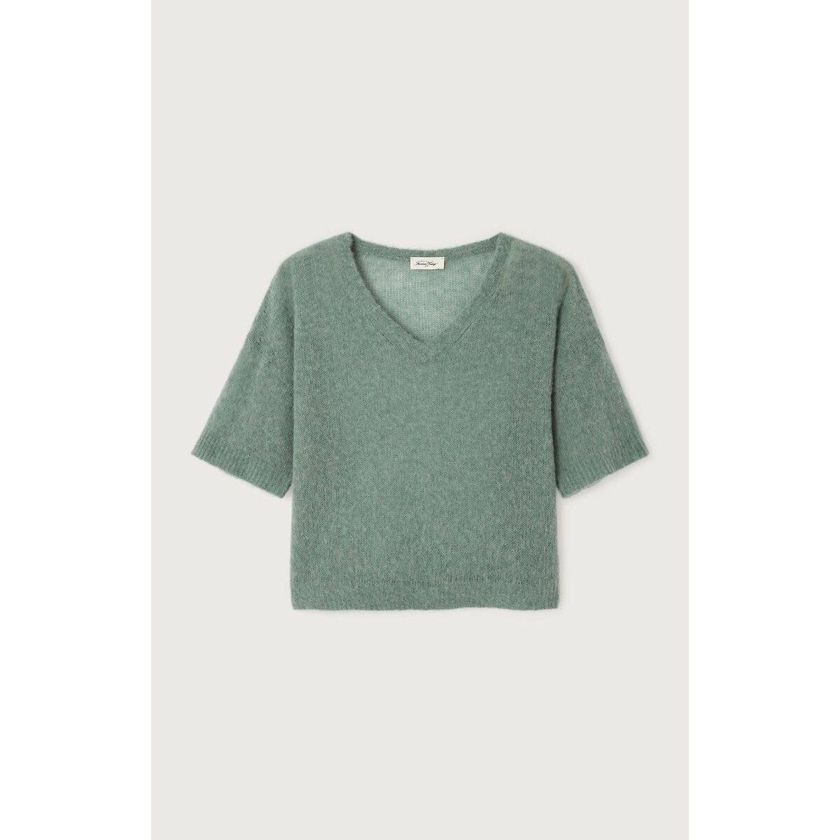 Pull manches courtes col V, BODYROW vert, AMERICAN VINTAGE