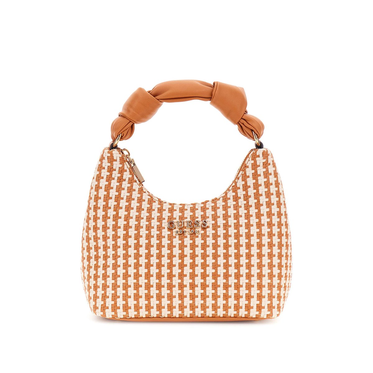 Mini Sac Hobo Mirema Tressé marron multi, GUESS