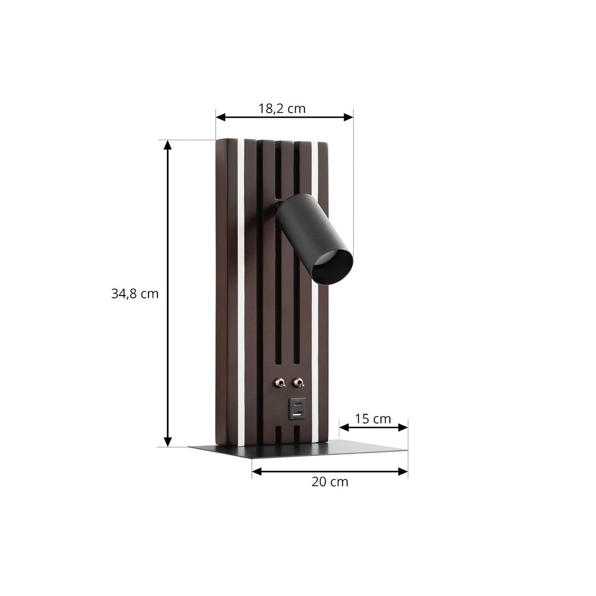 Applique en bois moderneLED, Tiron bois foncé, noir, LUCANDE