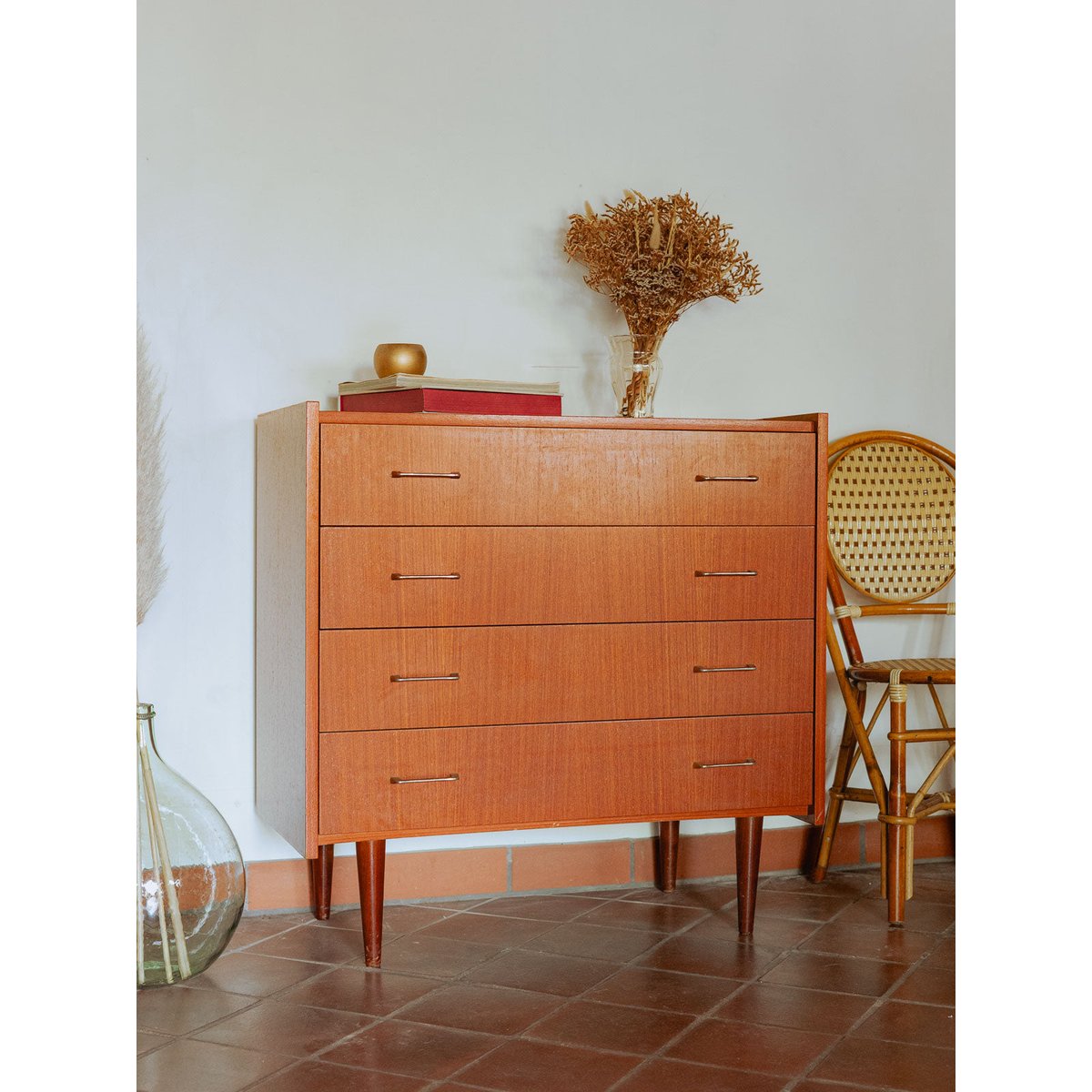 Commode scandinave ambrée Olga N°691 - Bon état marron, DEBONGOUT