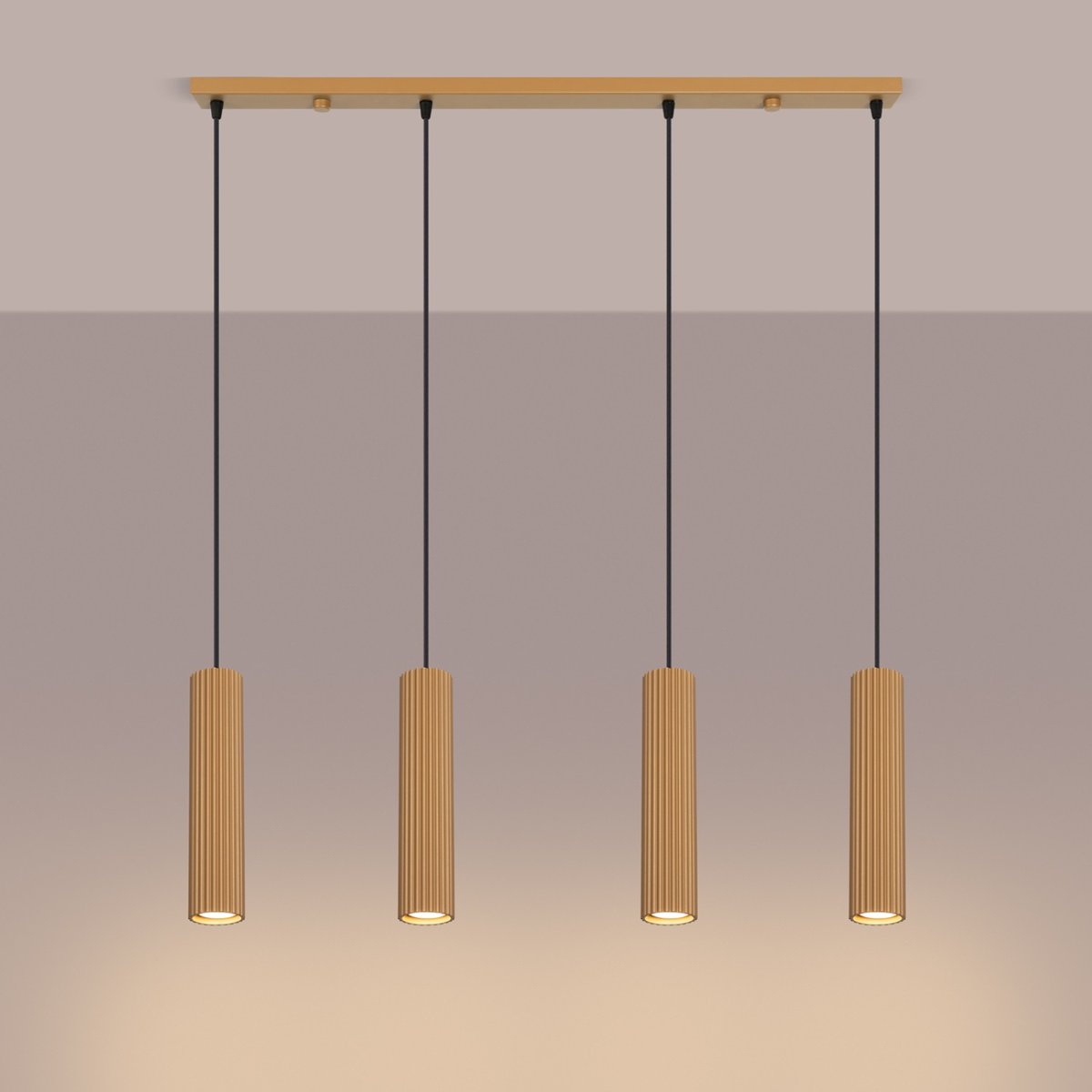Suspension Aluminium Doré GU10 4 Karbon doré, EDEN