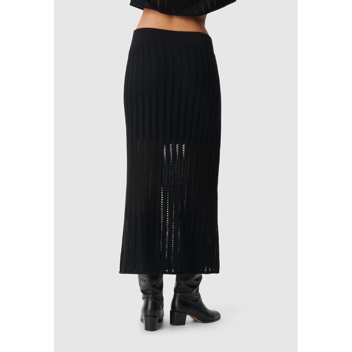 Jupe longue tricot ajouré noir, IKKS