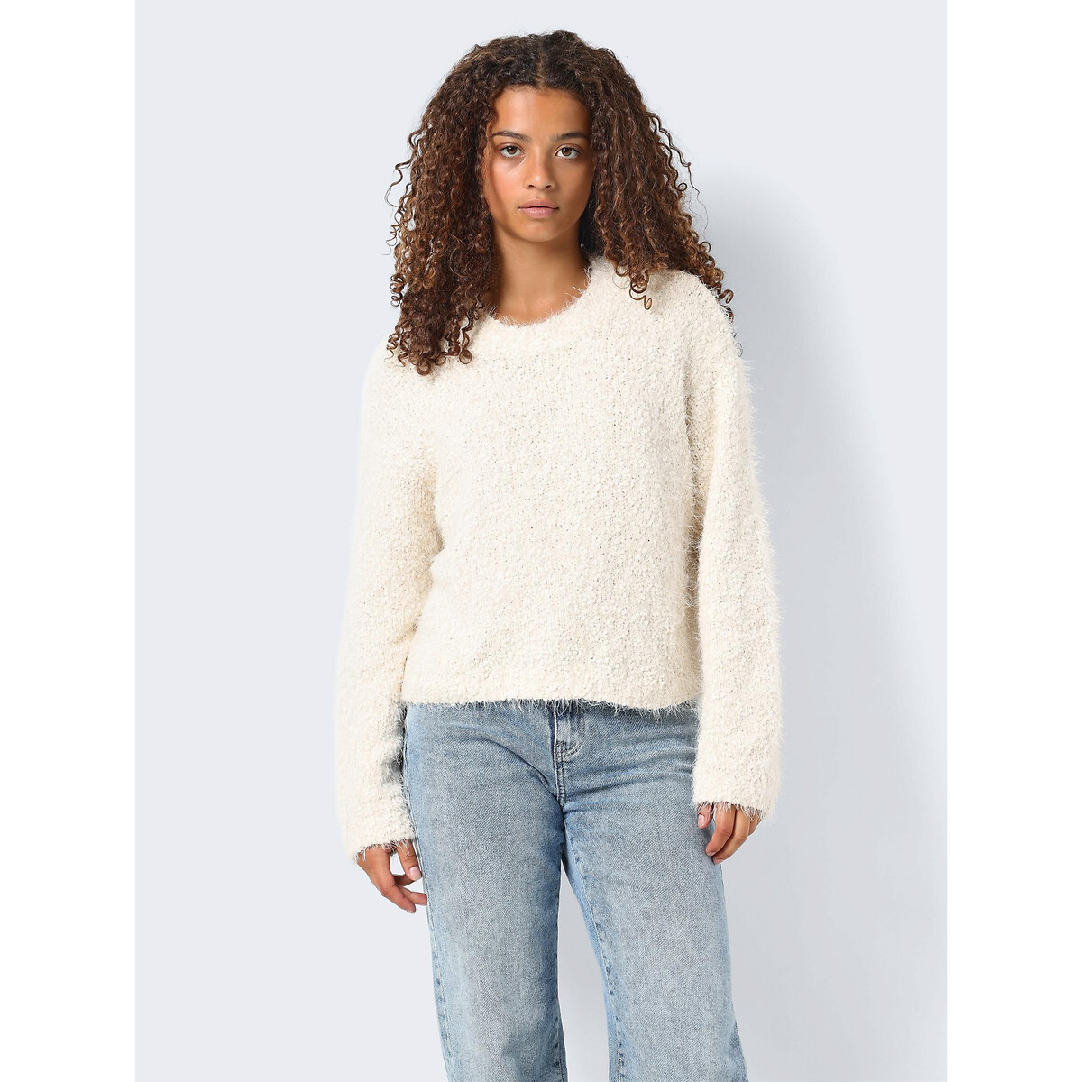 Pull en maille poilue ecru, NOISY MAY