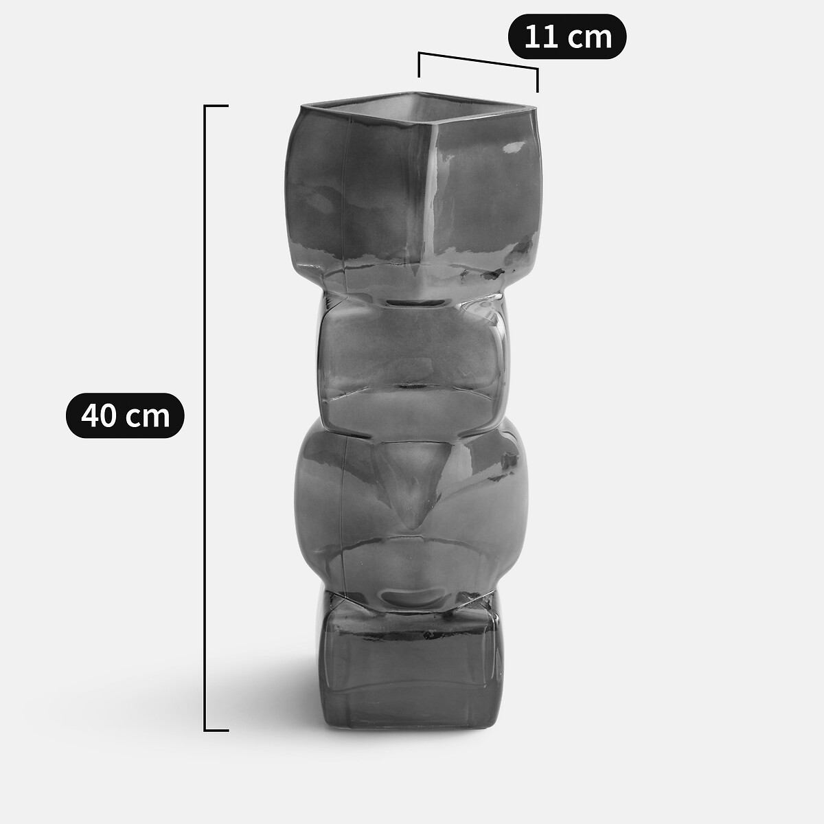Vase en verre fumé coloré, hauteur 40 cm, CUBIA vert olive, LA REDOUTE INTERIEURS