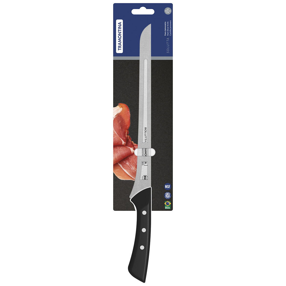 Faca Jamoneira Solutta 10", Tramontina preto , TRAMONTINA