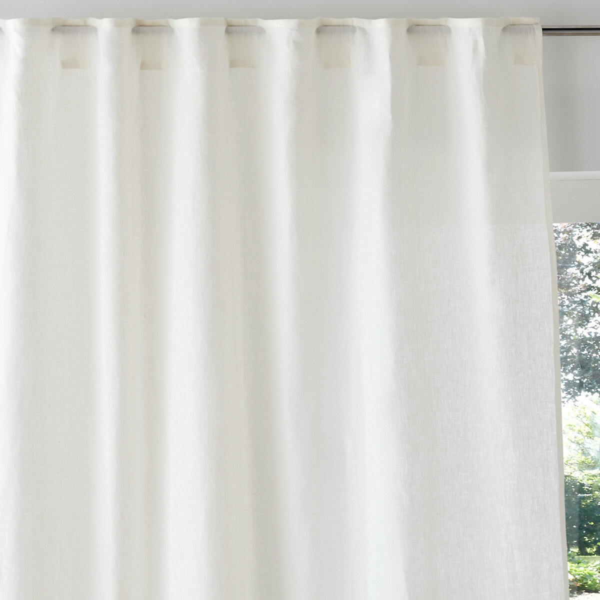 Onega X Velvet Linen and Velvet Hidden Tab Curtain ecru , LA REDOUTE INTERIEURS