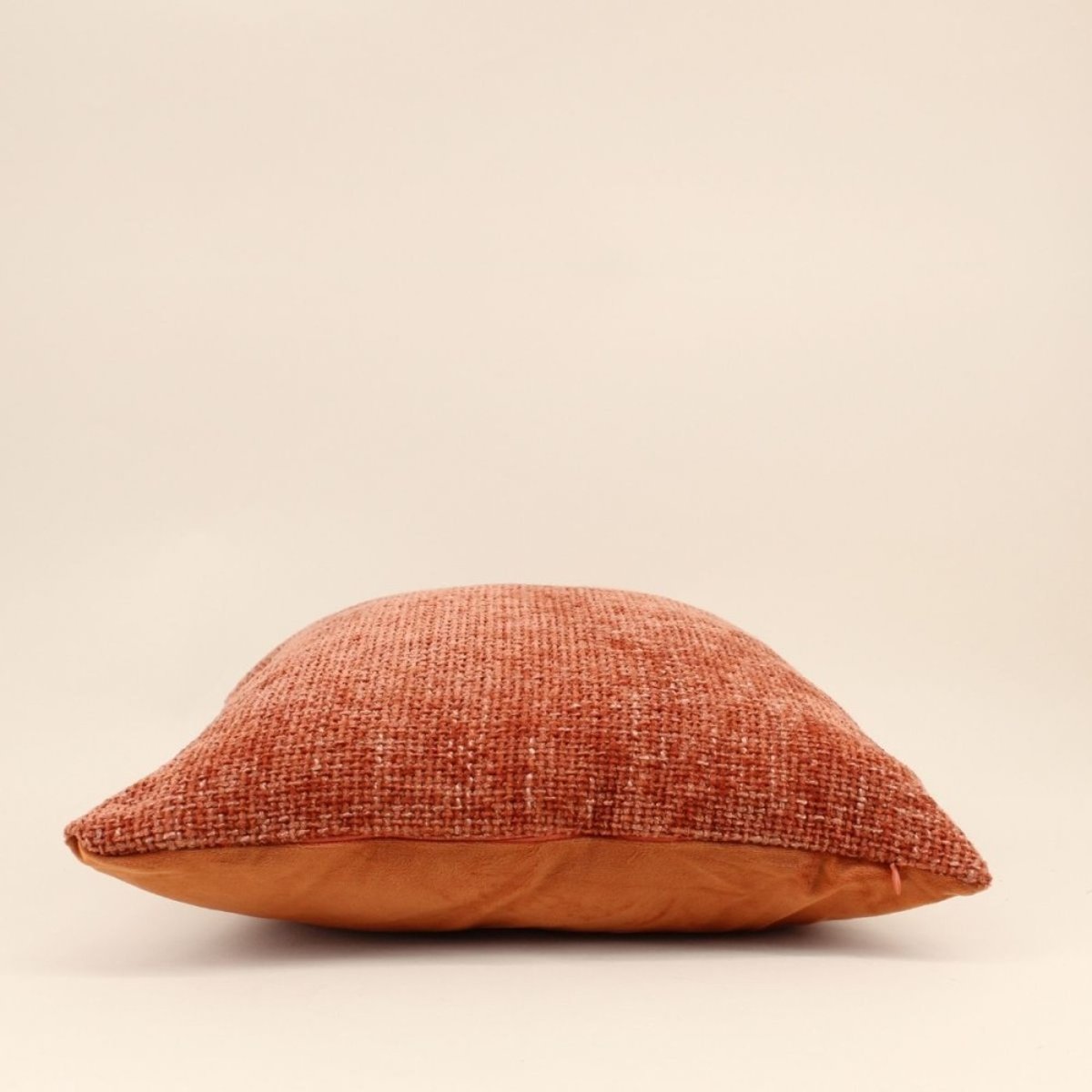 Coussin chiné en velours 45x45cm orange, ORNAMI