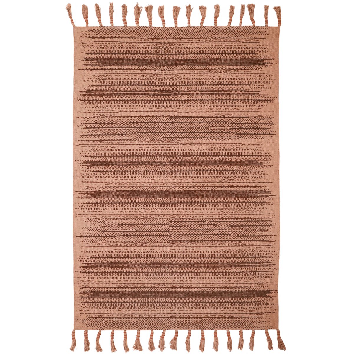 Tapis coton imprimé style bohème LOOMY rose liege, NATTIOT