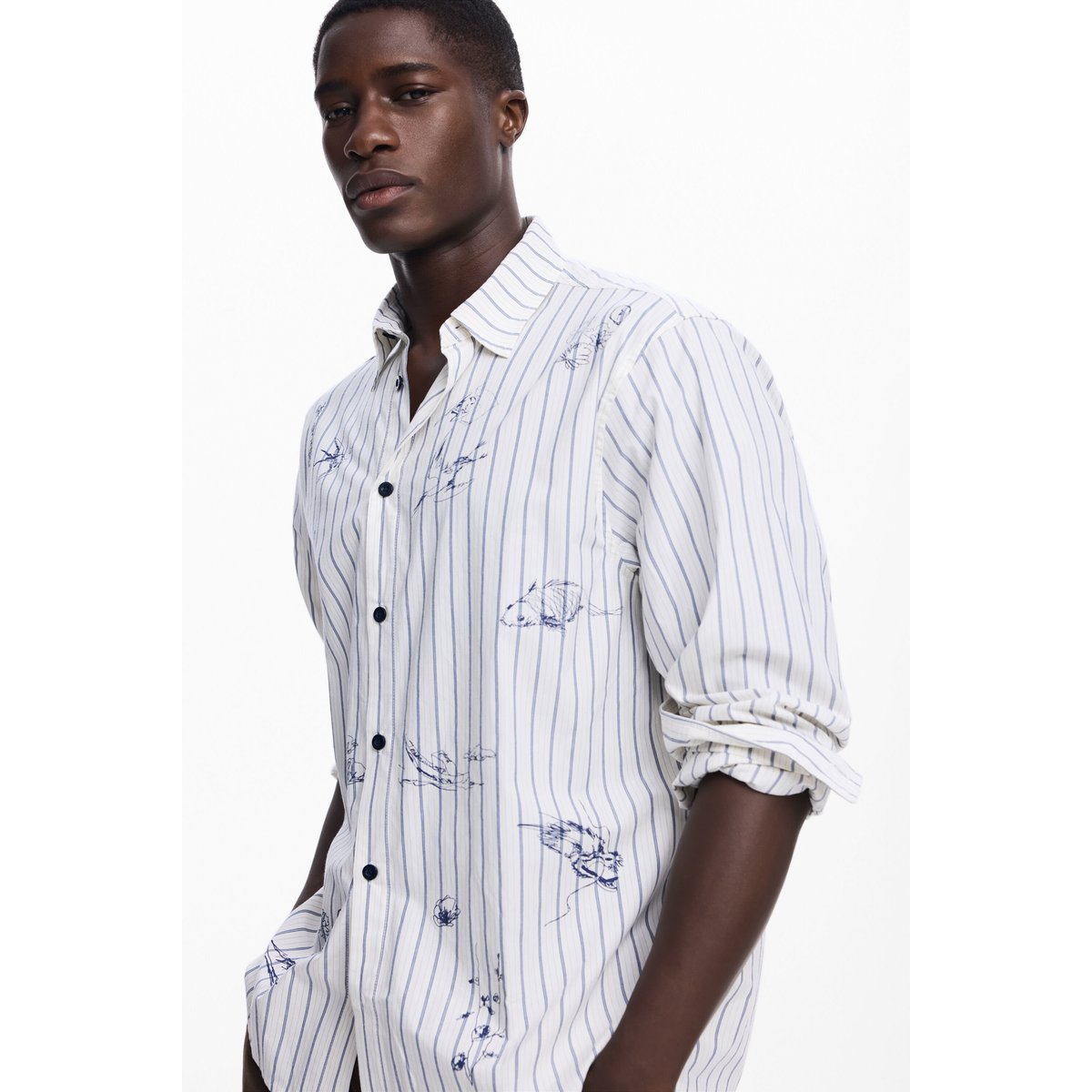 Chemise à rayures avec illustrations multicolore, DESIGUAL