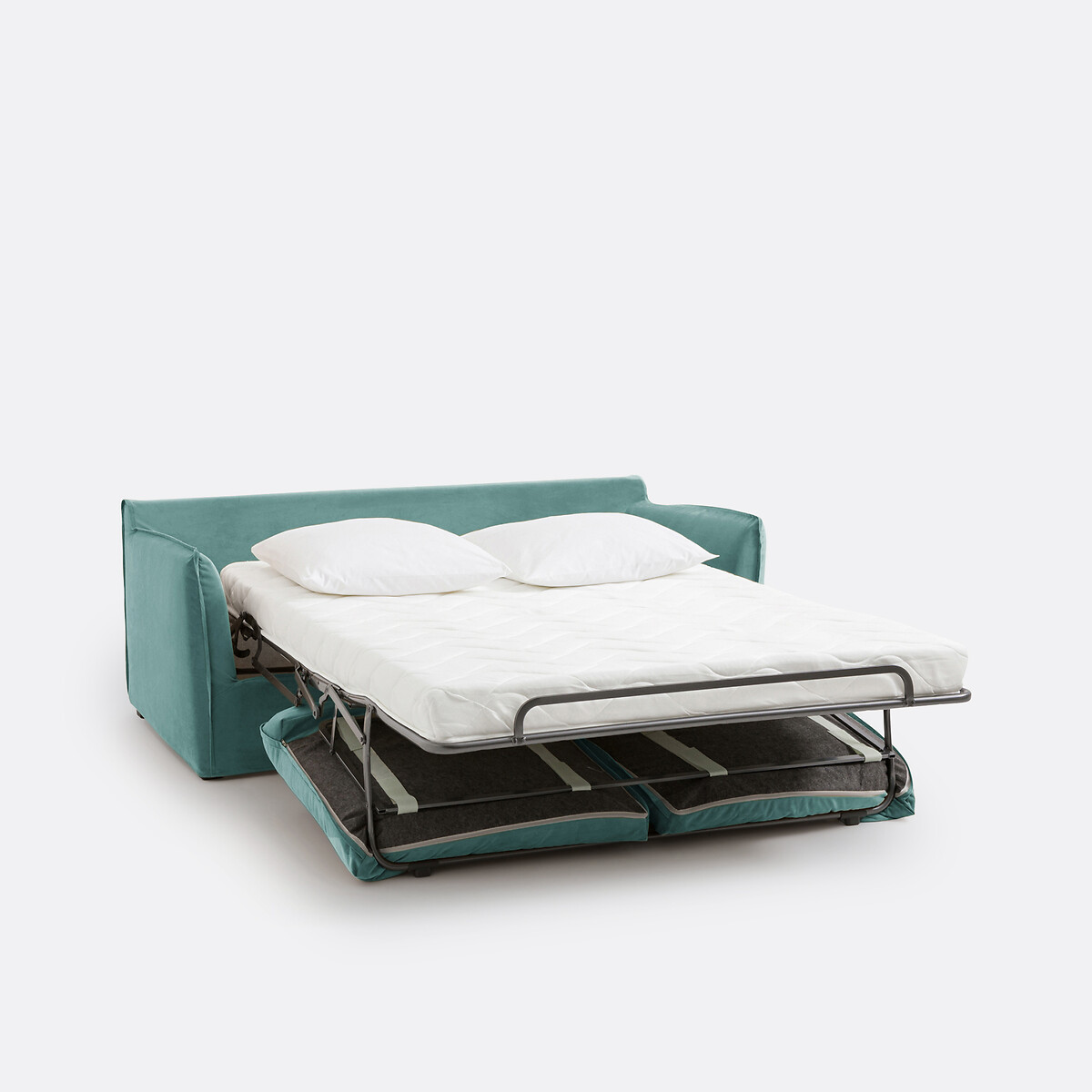 Canapé convertible, 2 ou 3 places, déhoussable, velours, ODNA bleu céladon, LA REDOUTE INTERIEURS