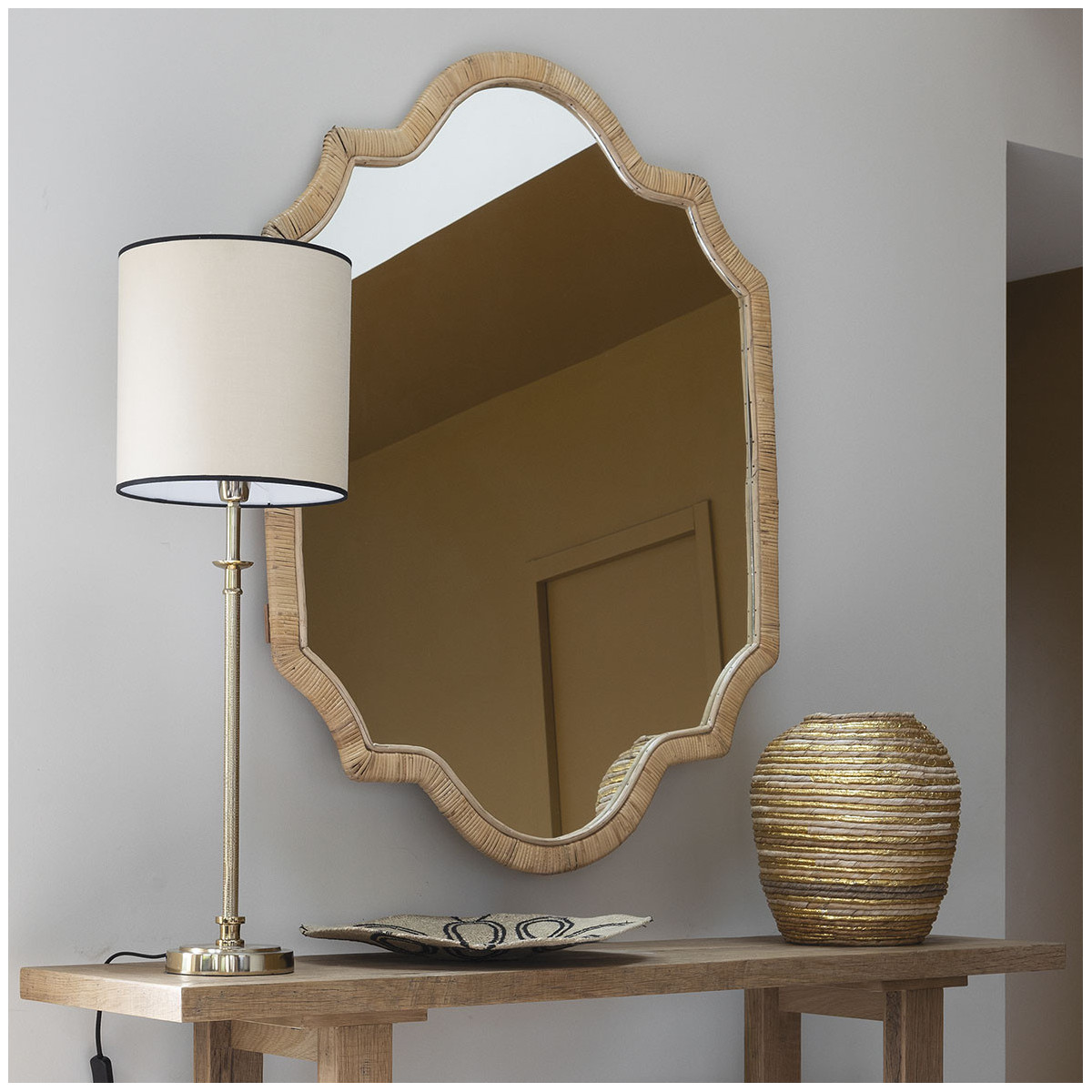 Jarre décorative abaca 32x36 beige, BLANC D’IVOIRE