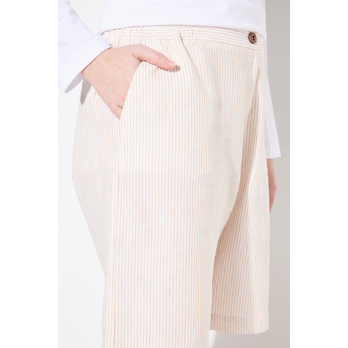 Short, rayures, jambes larges blanc perle, ULLA POPKEN