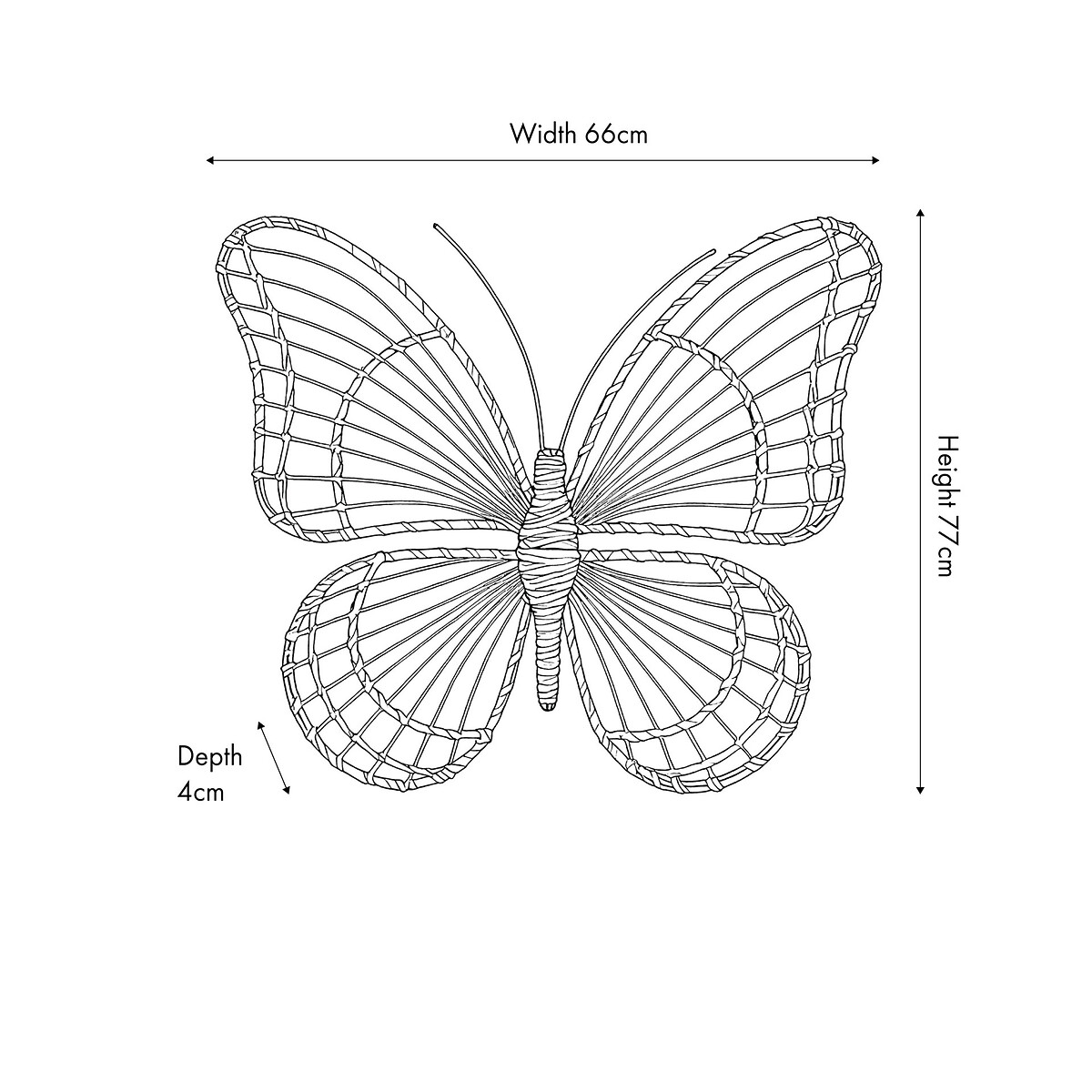 Large Natural Rattan Butterfly Wall Art natural, ÉDITÉ
