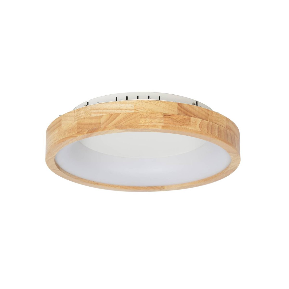 Plafonnier en bois moderneLED, Samvel bois clair, blanc, LUCANDE