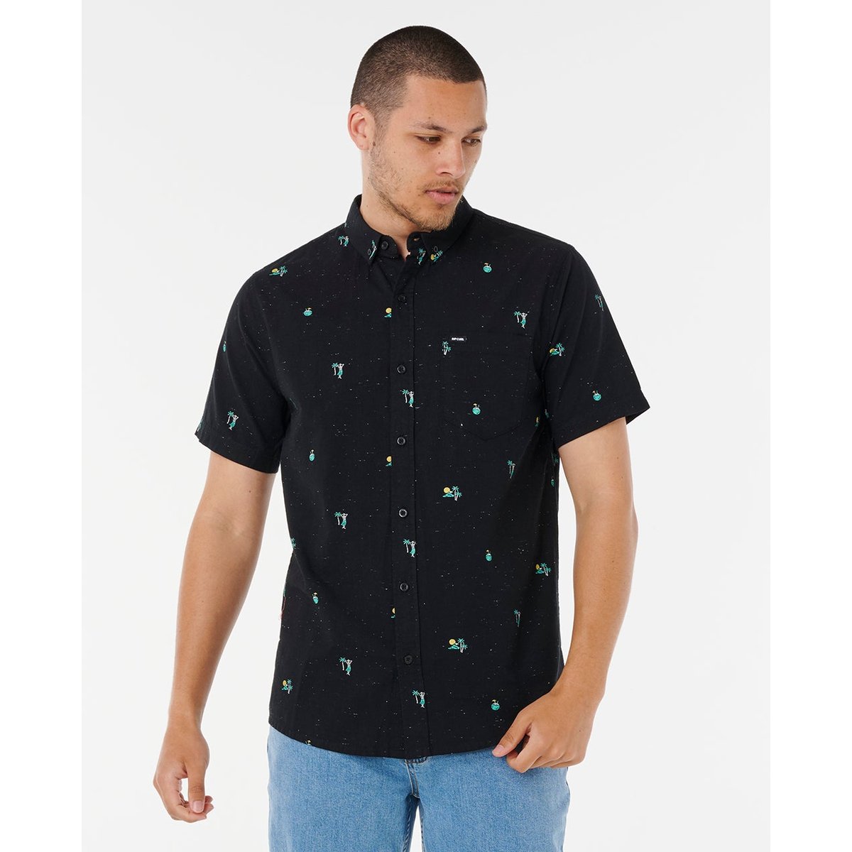 Chemise à manches courtes Skelly Breach noir, RIP CURL