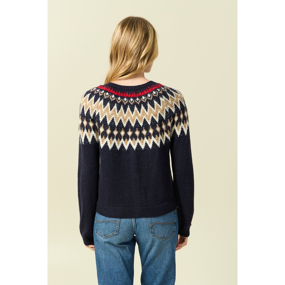 Gilet manches longues col rond bleu marine, BONOBO