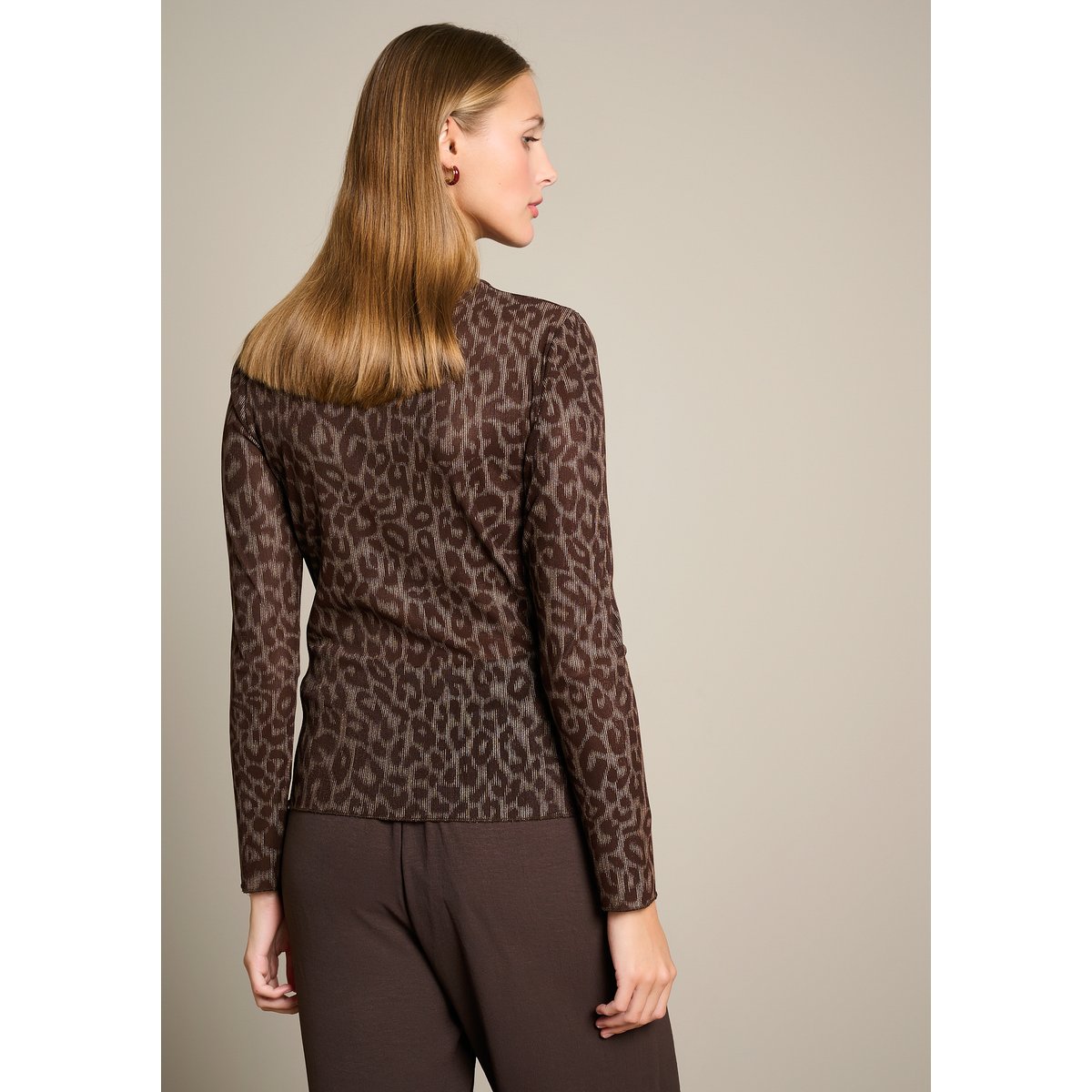 Top en mesh imprimé léopard clair camel, LOLALIZA