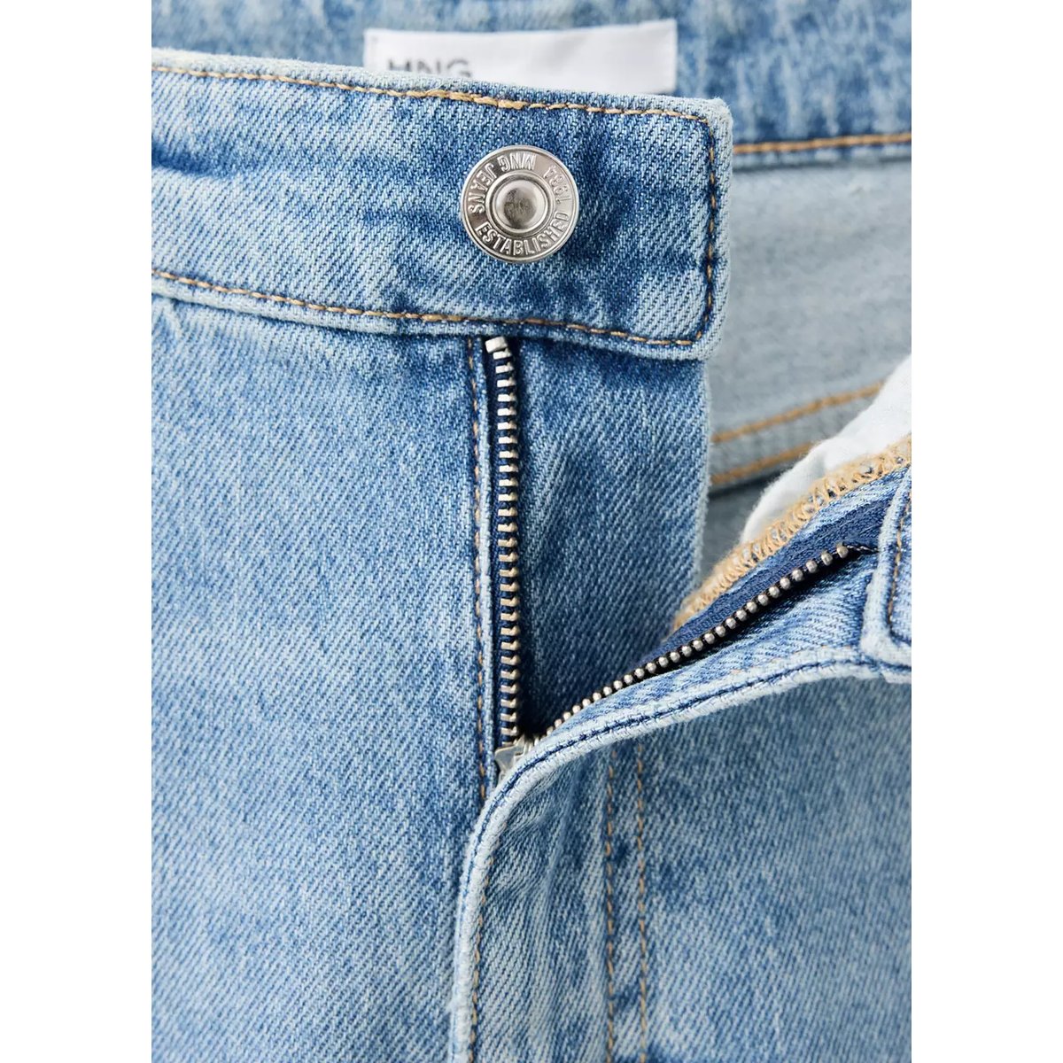 Jean Newmom confort taille haute bleu moyen, MANGO
