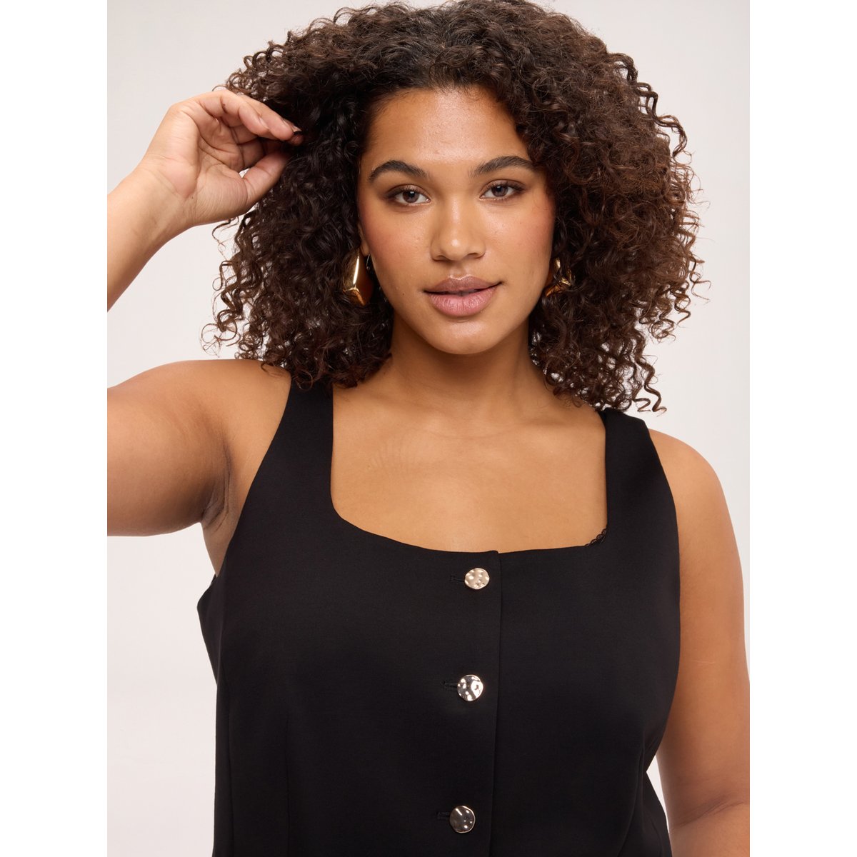 Corset à décolleté carré noir, FIORELLA RUBINO