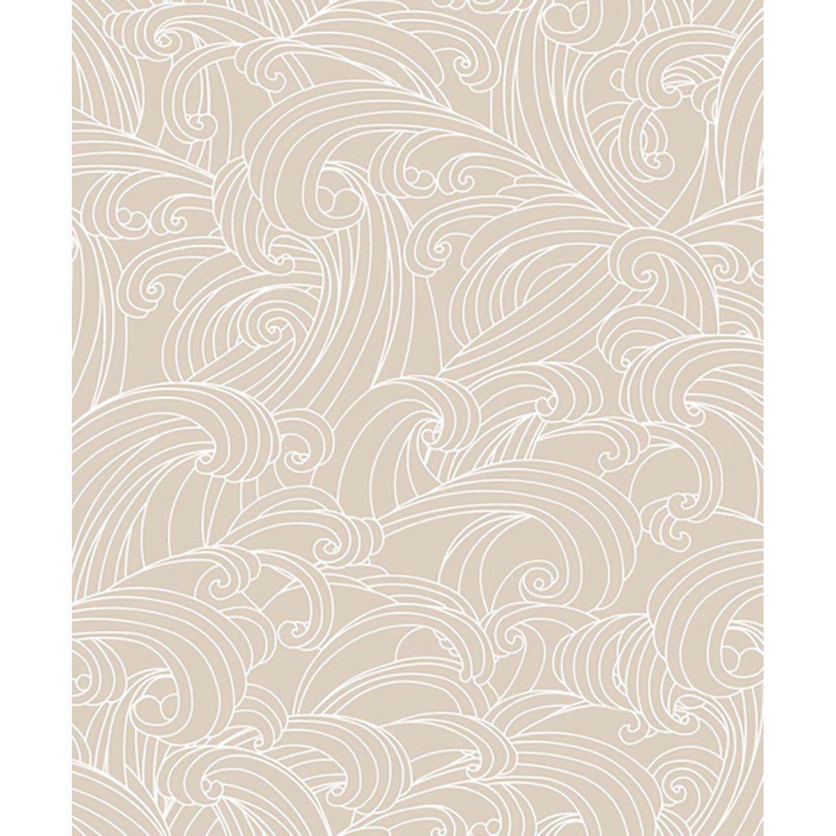 Papier peint vagues japonaises beige, HEXOA