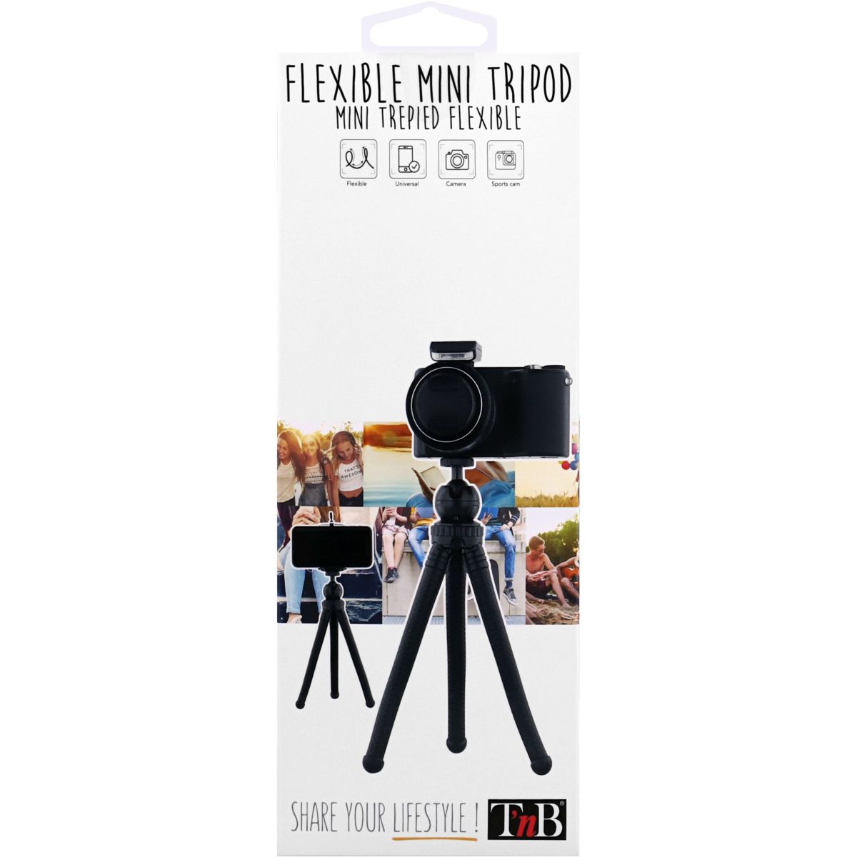 Trépied Mini Trepied Flexible 3 en 1 couleur unique, TNB