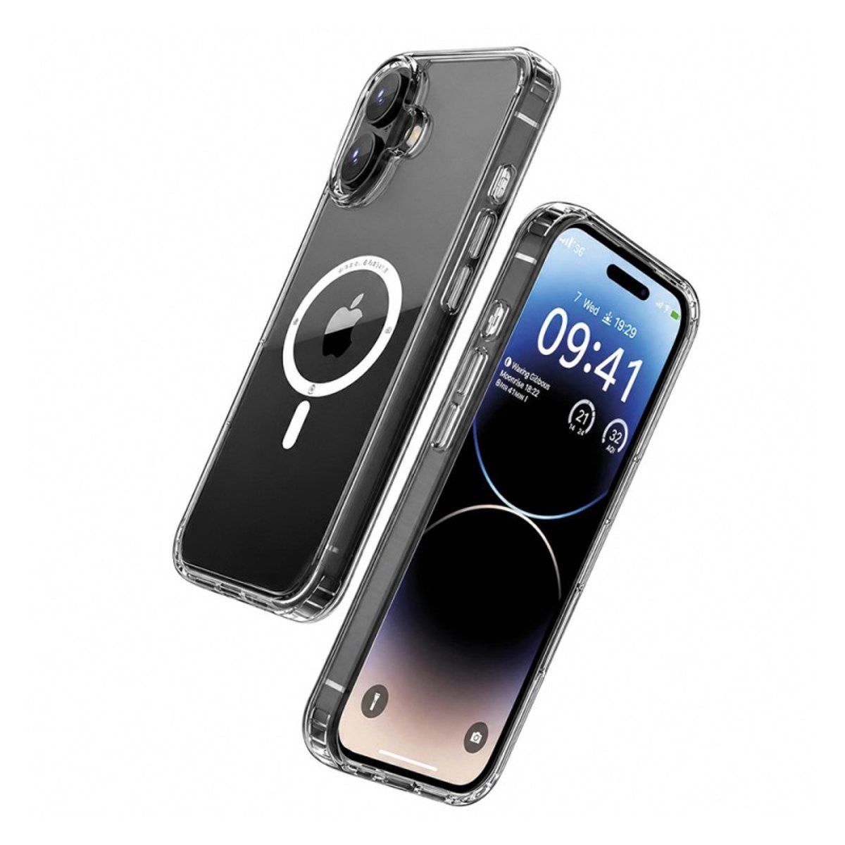 Coque Anti-choc compatible Magsafe pour iPhone 16 Plus Transparente + 2 protections écran et 2 protections objectif caméra transparent, EVETANE