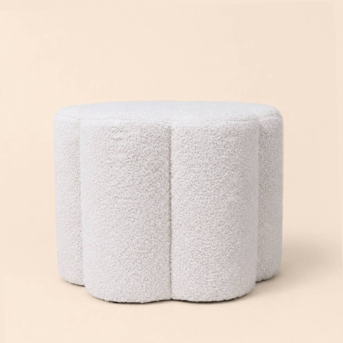Pouf bouclette fleur 37xh30cm blanc, ORNAMI