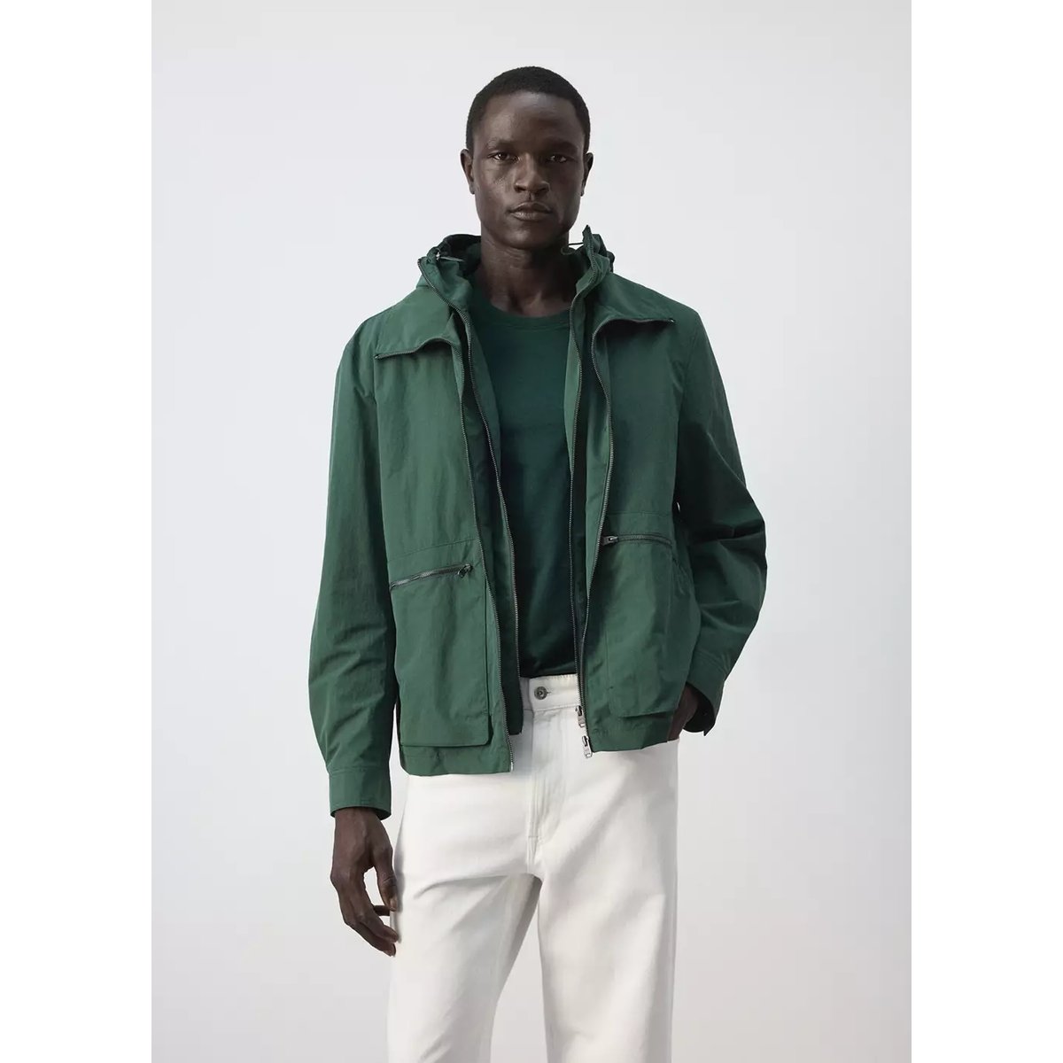 Veste imperméable à poches vert billard, MANGO MAN