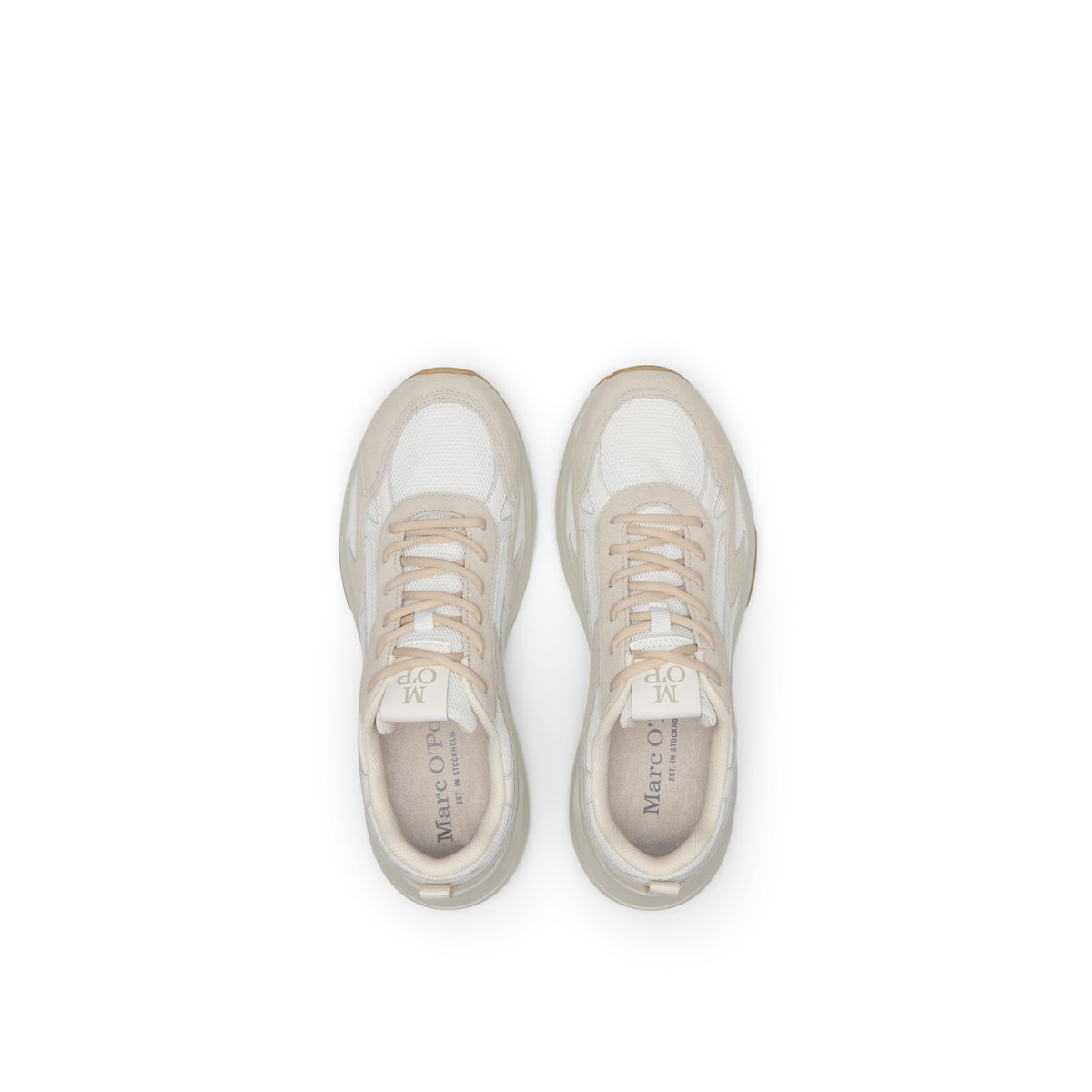 Sneaker modèle Louis en cuir de vache et mesh creme, MARC O'POLO